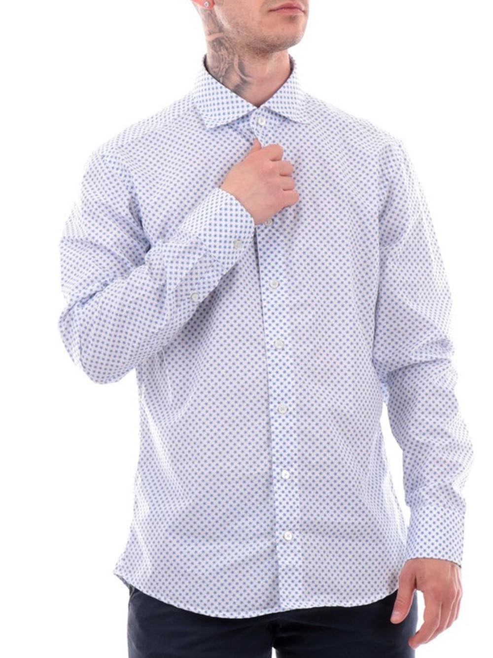 Bastoncino Camicia Uomo B2608 Simo Bianco celeste