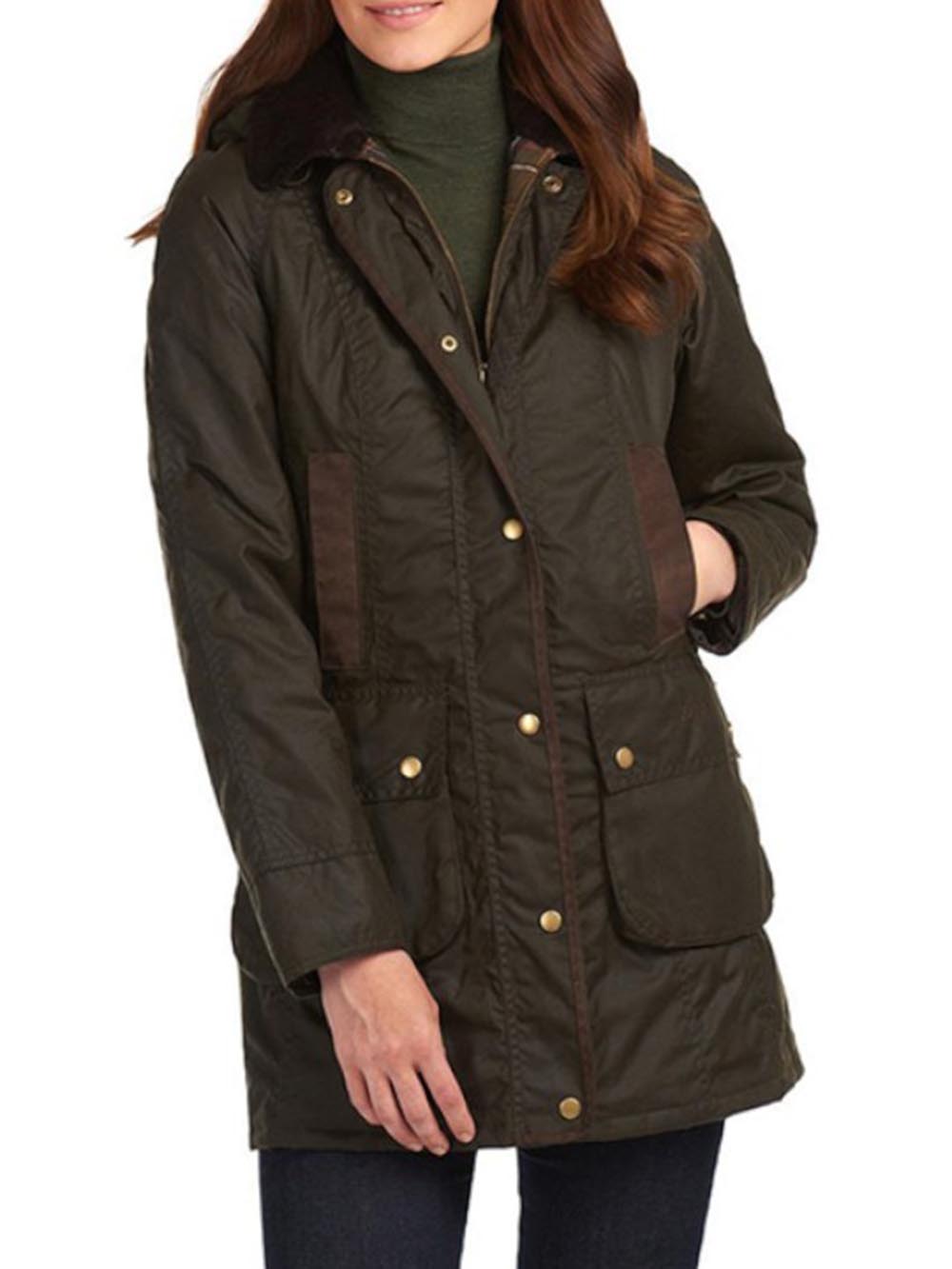 Barbour Giubbino Donna Lwx0534 Bower Wax Jacket Verde oliva