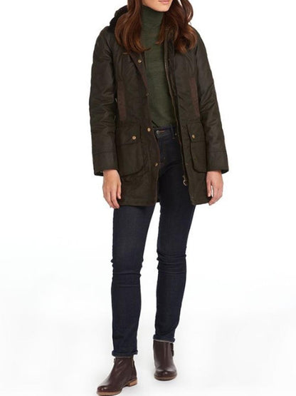 Barbour Giubbino Donna Lwx0534 Bower Wax Jacket Verde oliva