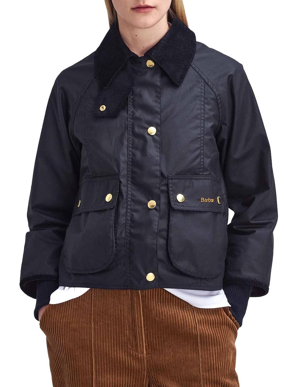 Barbour Giubbino Donna Lwx1403 Cropped Beadnell Wax Nero