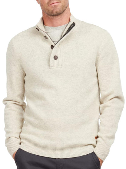 Barbour Maglia Uomo Mkn0585 Essential Patch Half Zip Beige