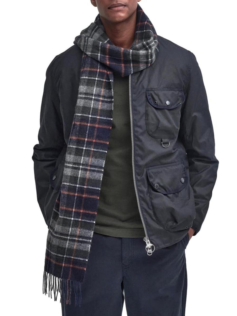 Barbour Sciarpa Uomo Usc0137 New Check Tartan Scarf Blu