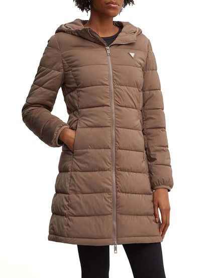 Guess Giubbino Donna V4yl05 Wf3x0 New Aleta Long Puffer Marrone