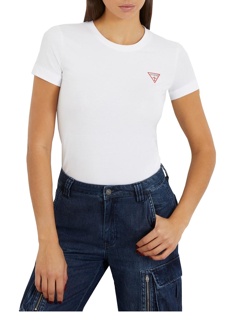 Guess T-shirt Donna W2yi44 J1314 Mini Triangle Bianco