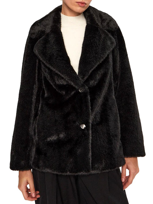 Guess Giubbino Donna W4bl04 Wgho0 Ilomena Faux Fur Nero