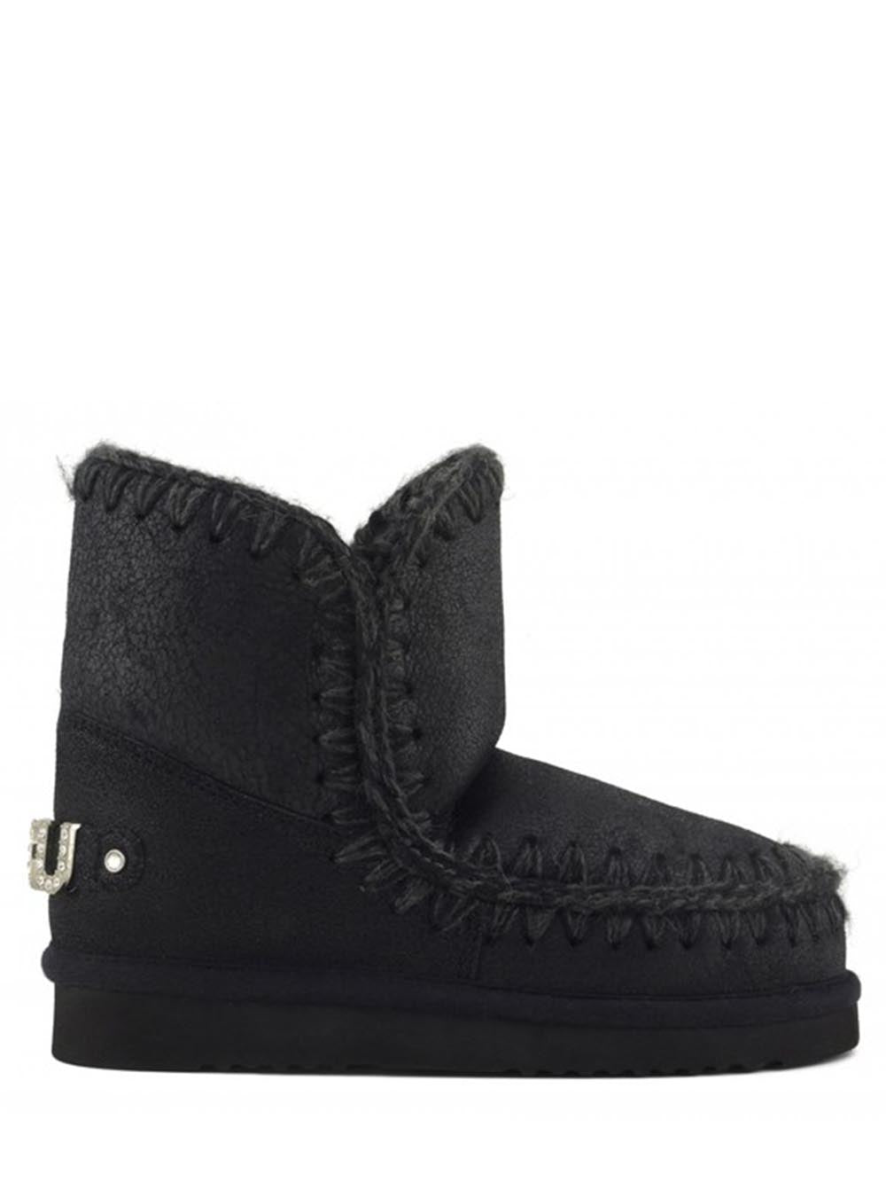 Mou Stivaletti Boot Donna Eskimo 18 With Rhinestones Logo 101036b Nero