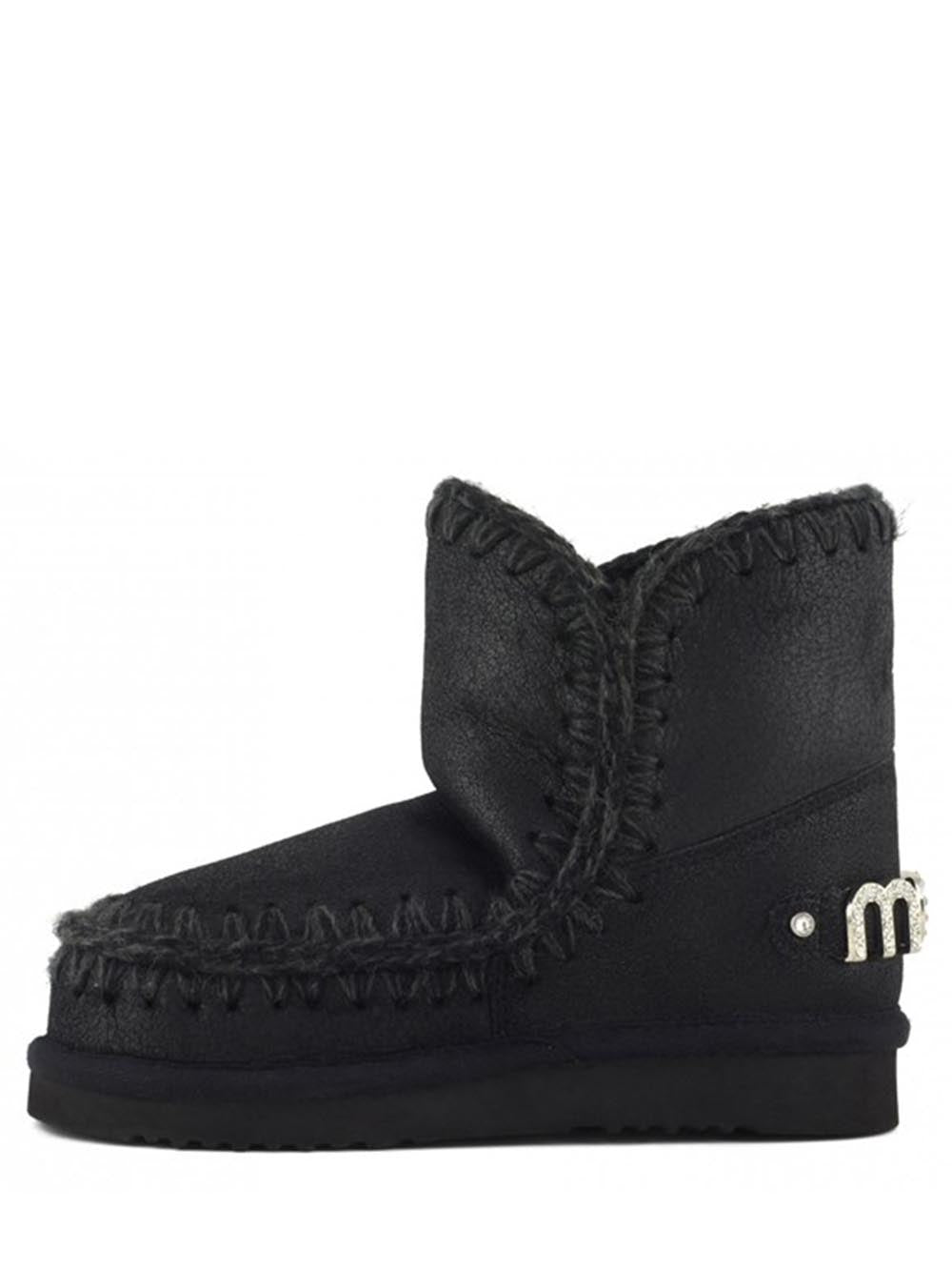 Mou Stivaletti Boot Donna Eskimo 18 With Rhinestones Logo 101036b Nero