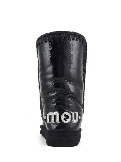 Mou Stivaletti Boot Donna Eskimo 24 White Rhinestones Logo 101037c Nero