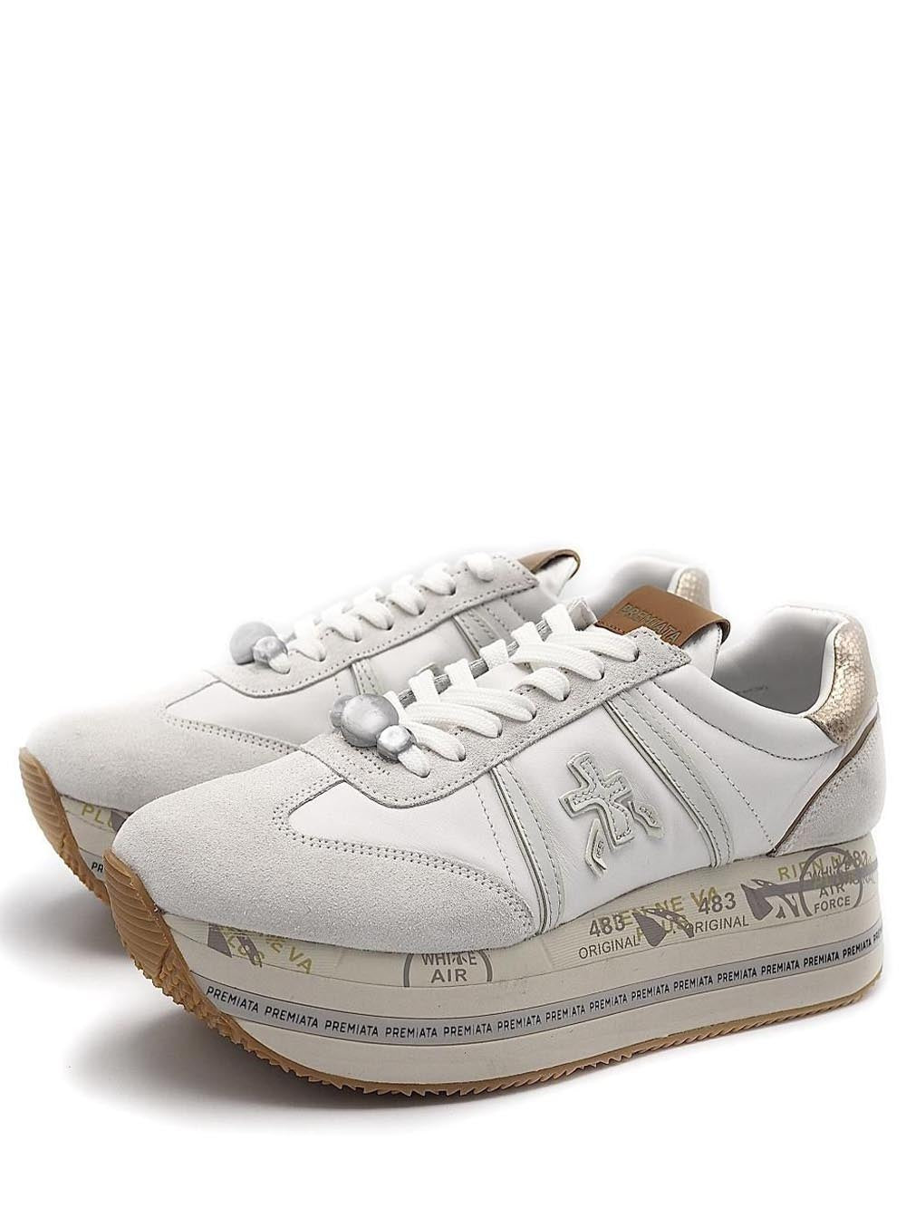 Premiata Sneakers Donna Beth Bianco oro