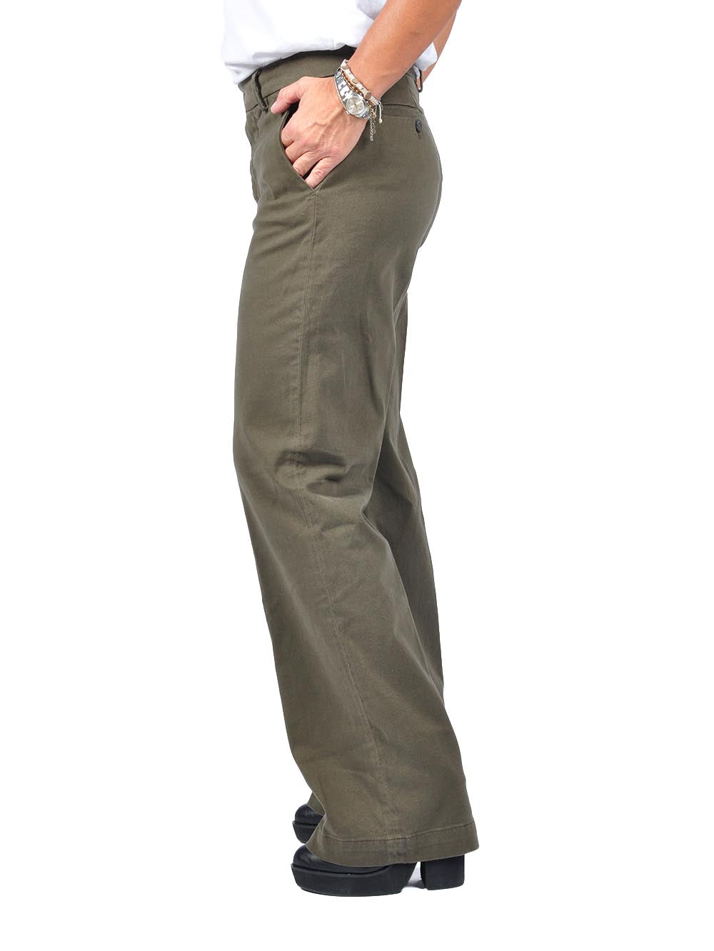 Roy Roger's Pantalone Donna Lais Woman Rnd041 P403 Verde militare