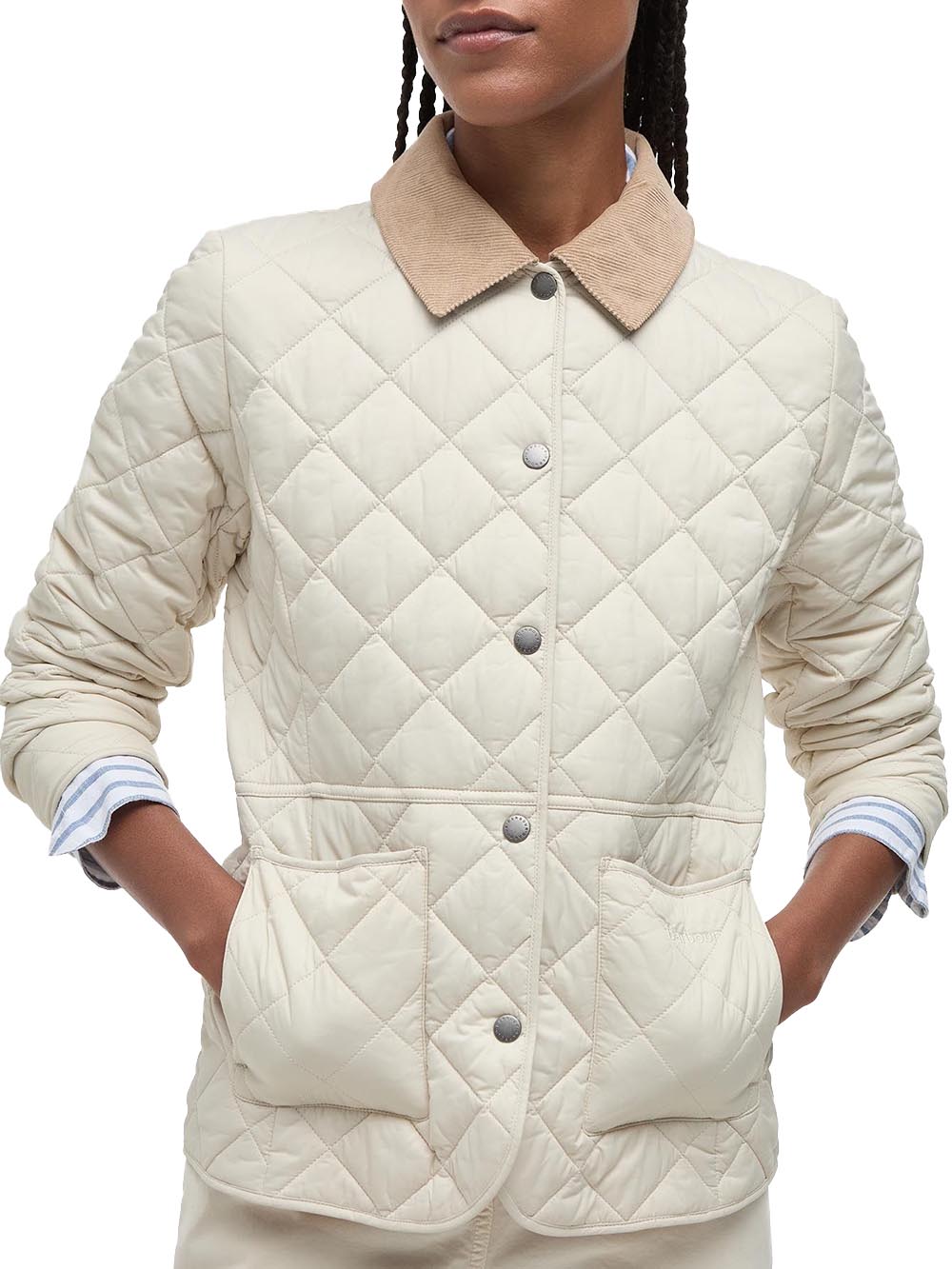 Barbour Giubbino Donna Lqu1012 Deveron Quilt Panna