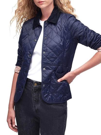 Barbour Giubbino Donna Lqu1012 Deveron Quilt Blu/Rosa