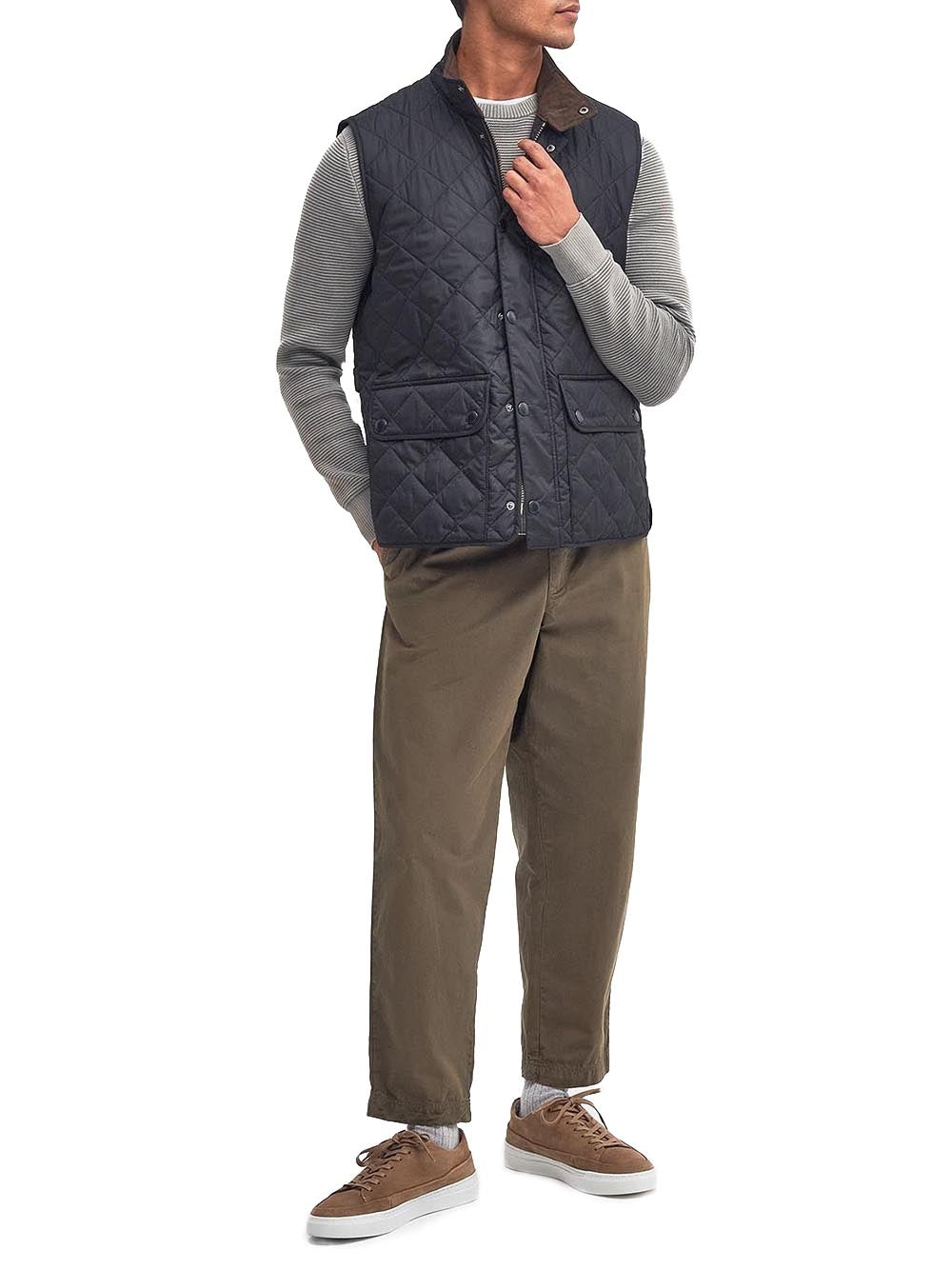 Barbour Smanicato Uomo Mgi0245 New Lowerdale Gilet Blu