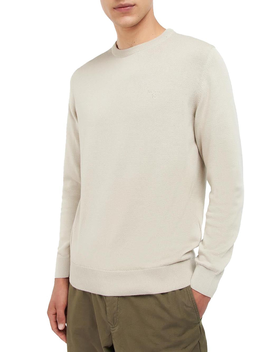 Barbour Maglia Uomo Mkn0932 Pima Cotton Crew Ecru