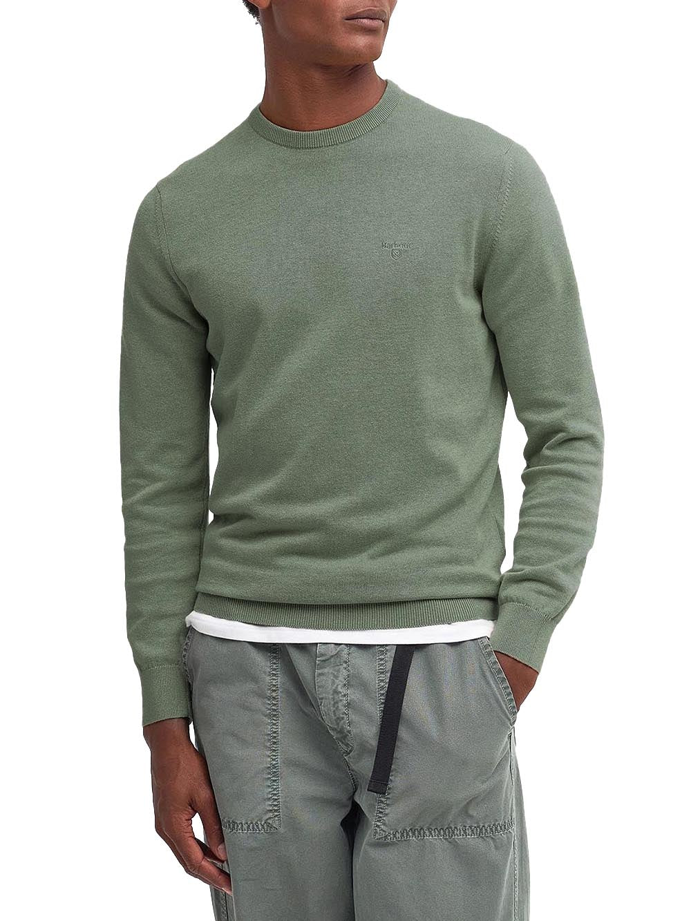 Barbour Maglia Uomo Mkn0932 Pima Cotton Crew Verde agave