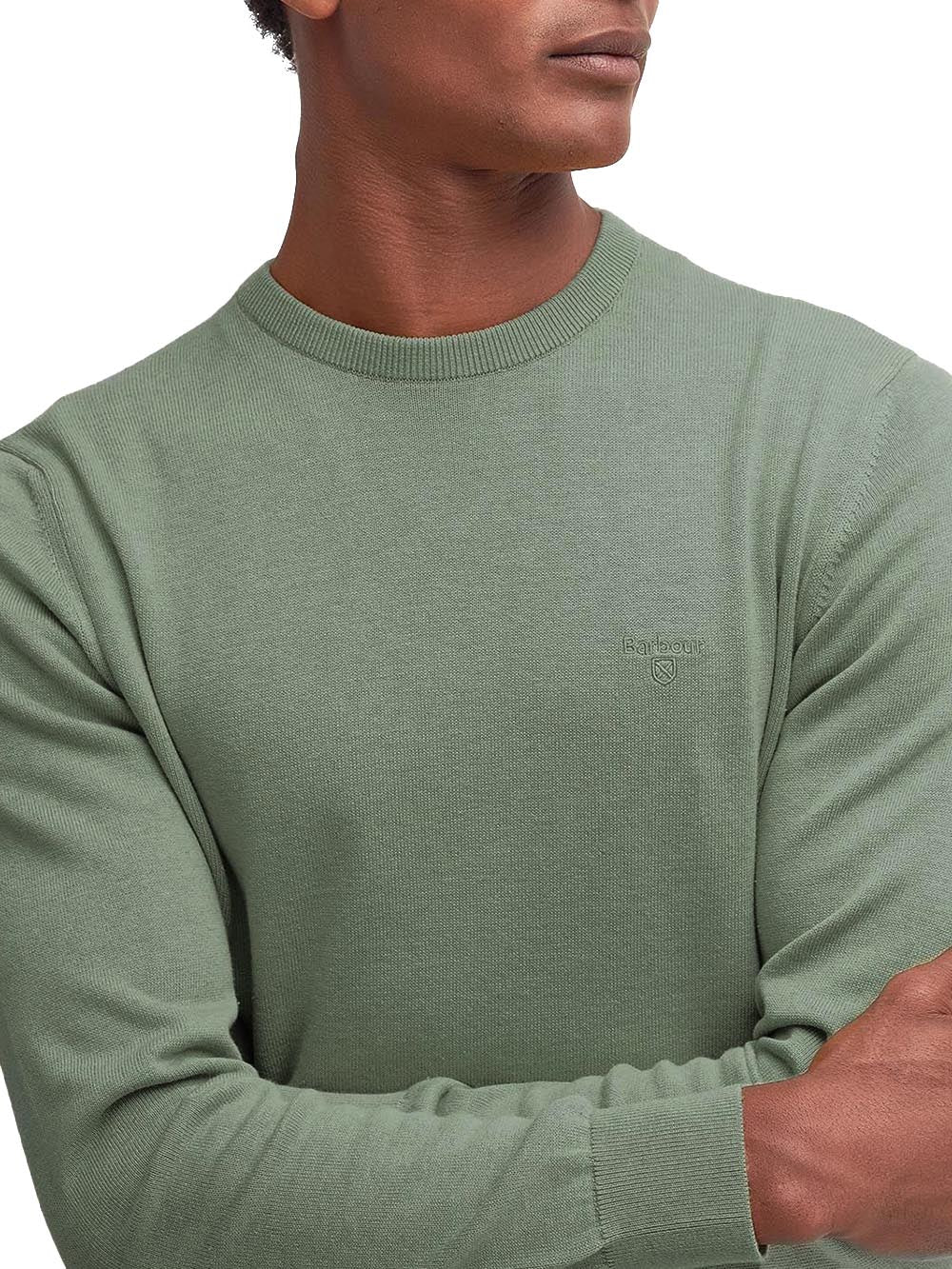 Barbour Maglia Uomo Mkn0932 Pima Cotton Crew Verde agave