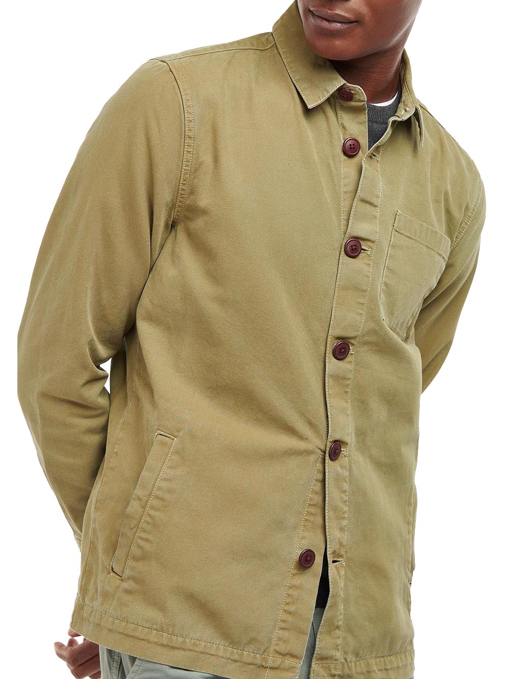 Barbour Camicia Uomo Mos0281 Washed Overshirt Verde