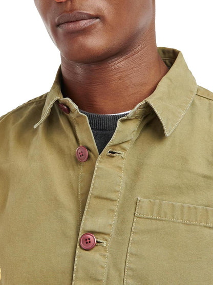 Barbour Camicia Uomo Mos0281 Washed Overshirt Verde