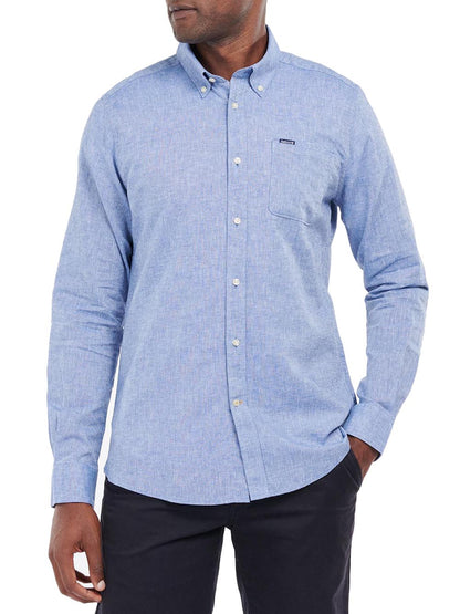 Barbour Camicia Uomo Msh5090 Nelson Tailored Shirt Azzurro