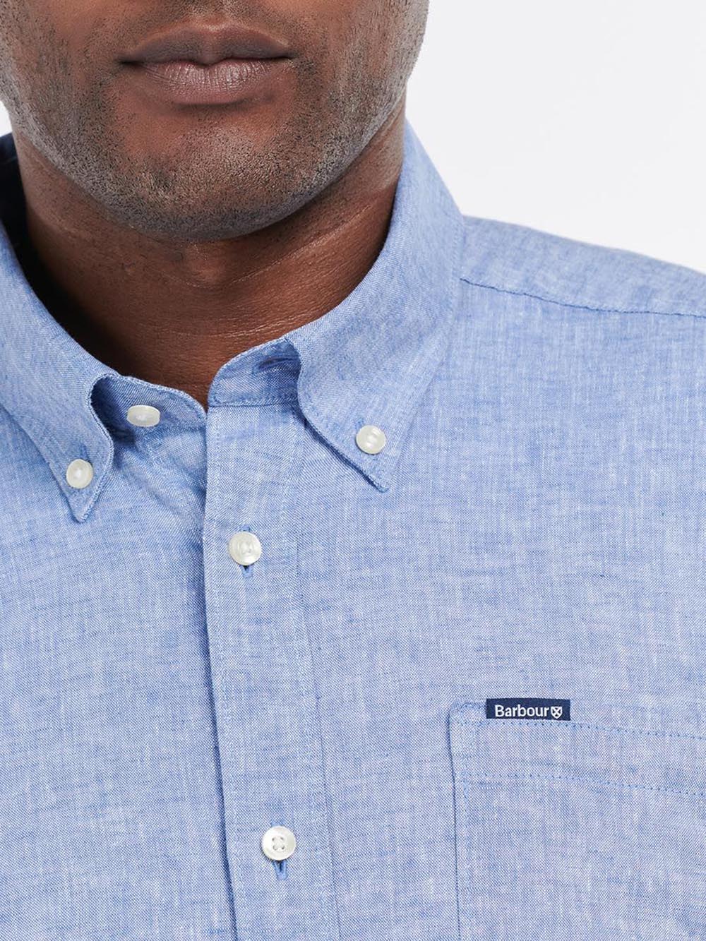 Barbour Camicia Uomo Msh5090 Nelson Tailored Shirt Azzurro