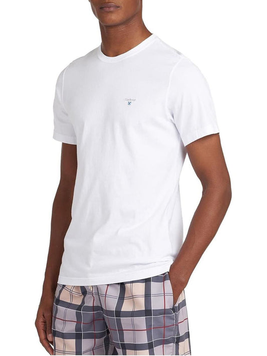 Barbour T-shirt Uomo Mts0670 Tartan Sports Tee Bianco