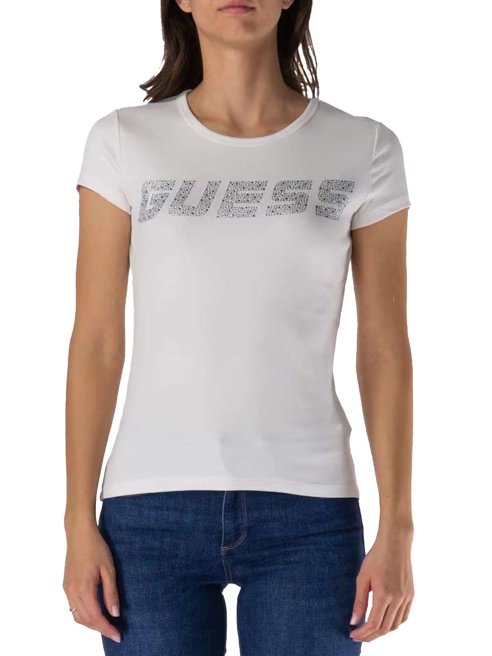 Guess T-shirt Donna V5gi20 J1314 New Kiara Panna