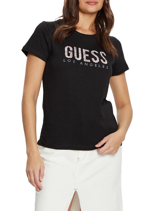 Guess T-shirt Donna W5ri19 I3z14 Python Nero