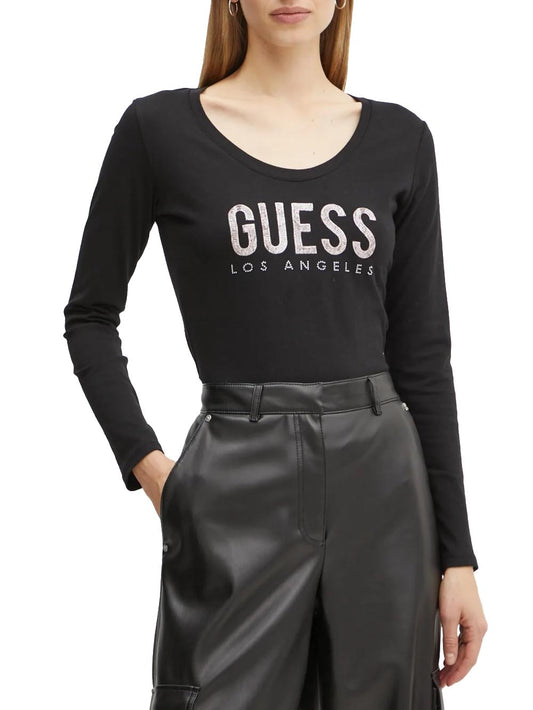 Guess T-shirt Donna W5ri66 I3z14 Python Nero