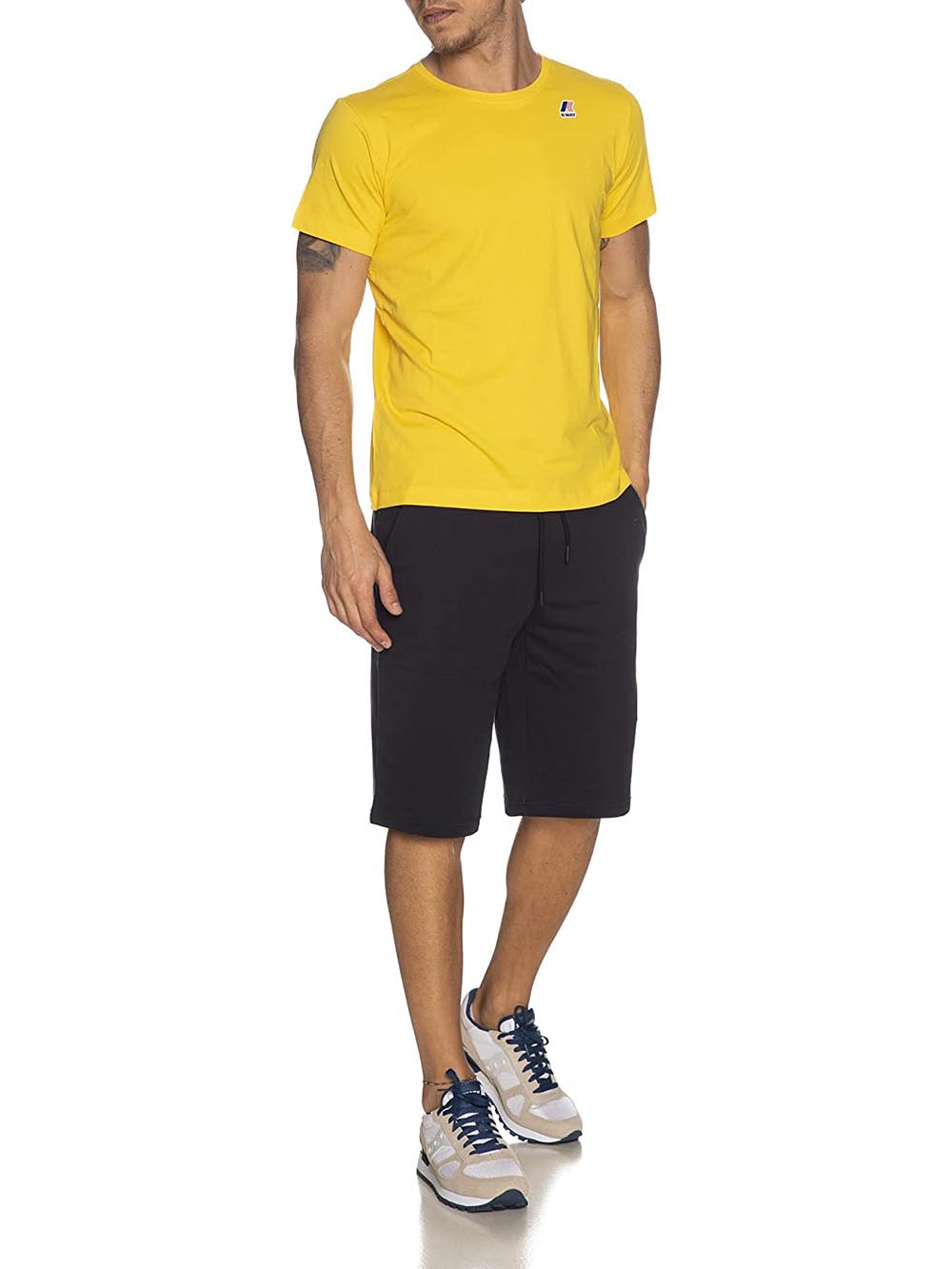 K-Way T-shirt Uomo K007je0 Le Vrai Edouard Giallo