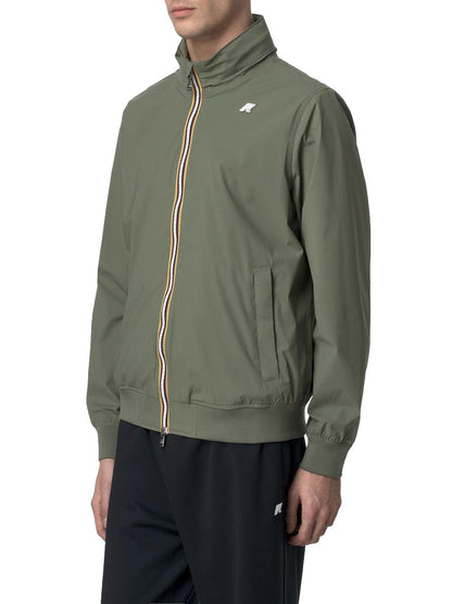 K-Way Giubbino Uomo K3123vw Amaury Stretch Nylon Jersey Verde militare