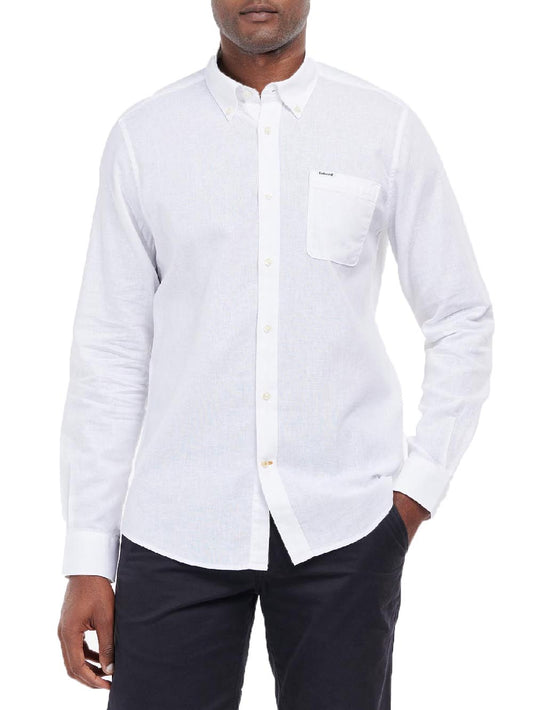 Barbour Msh5090 Nelson Tailored Shirt Camicia Uomo Bianco