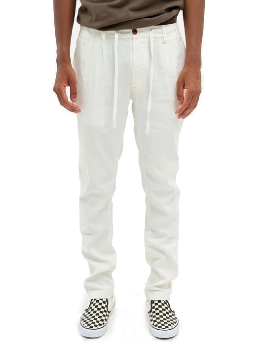 Modfitters Pantalone Uomo Bristol Misto Lino Bianco