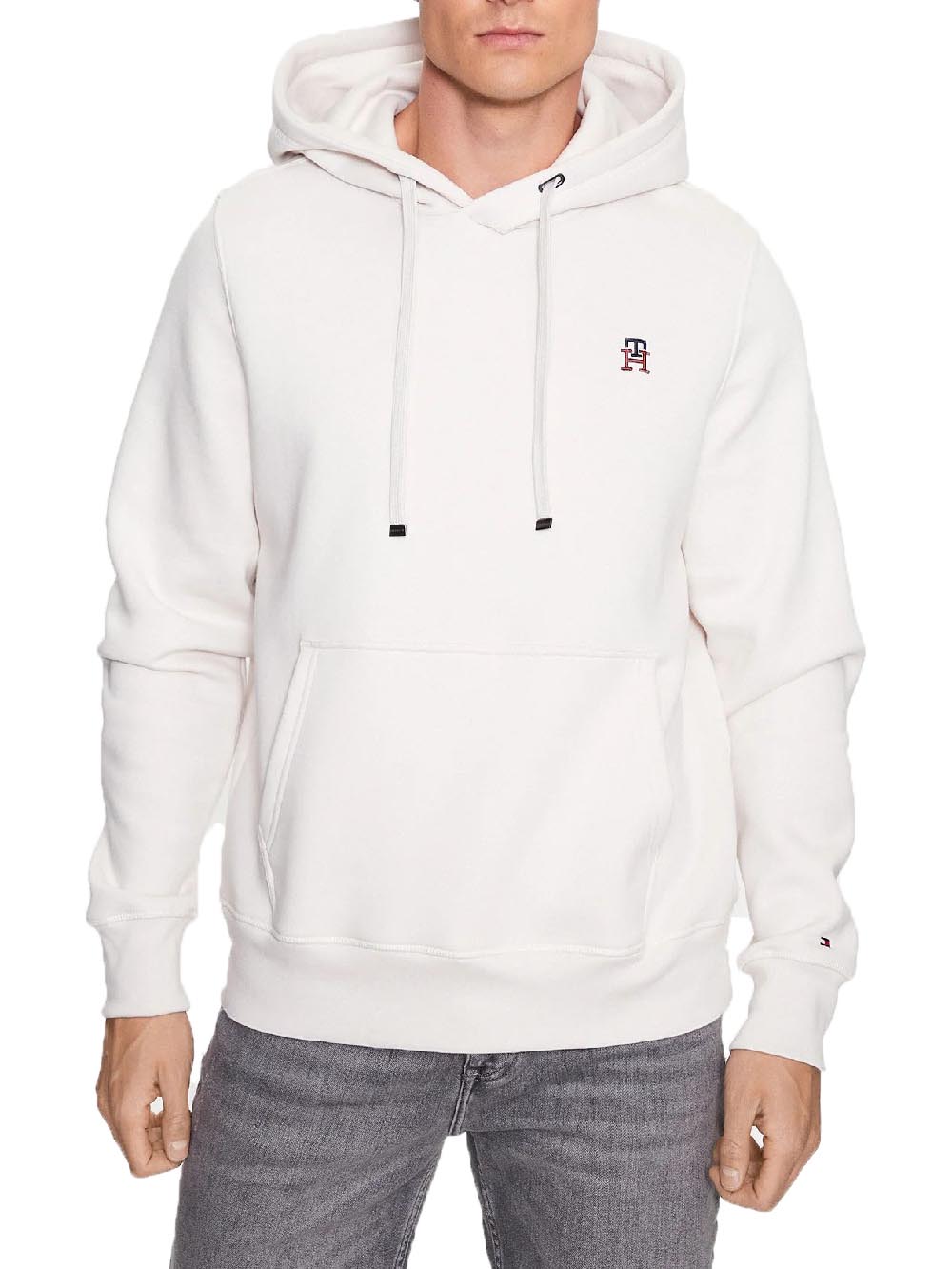 Tommy Hilfiger Felpa Uomo Small Imd Hoody Mw0mw29283 Panna